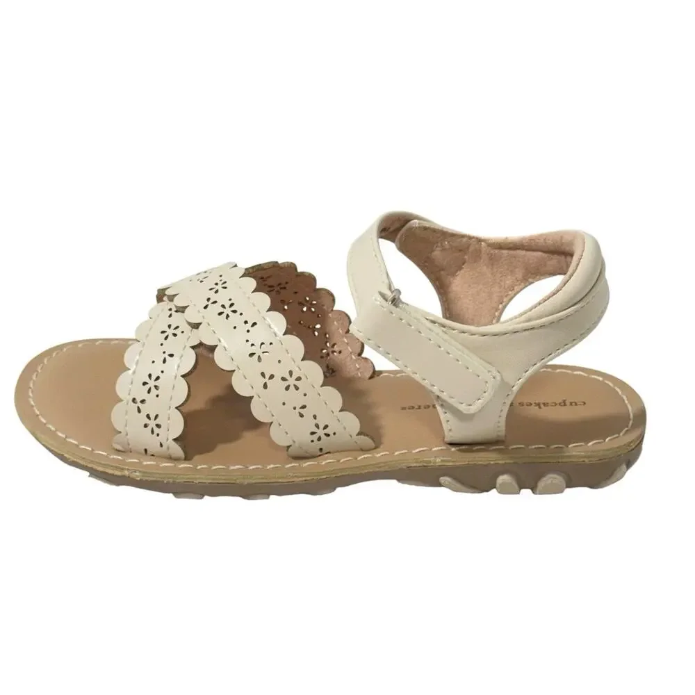 Cupcakes and Cashmere Beige Sandal Toddler Girls Adjustable SZ/10